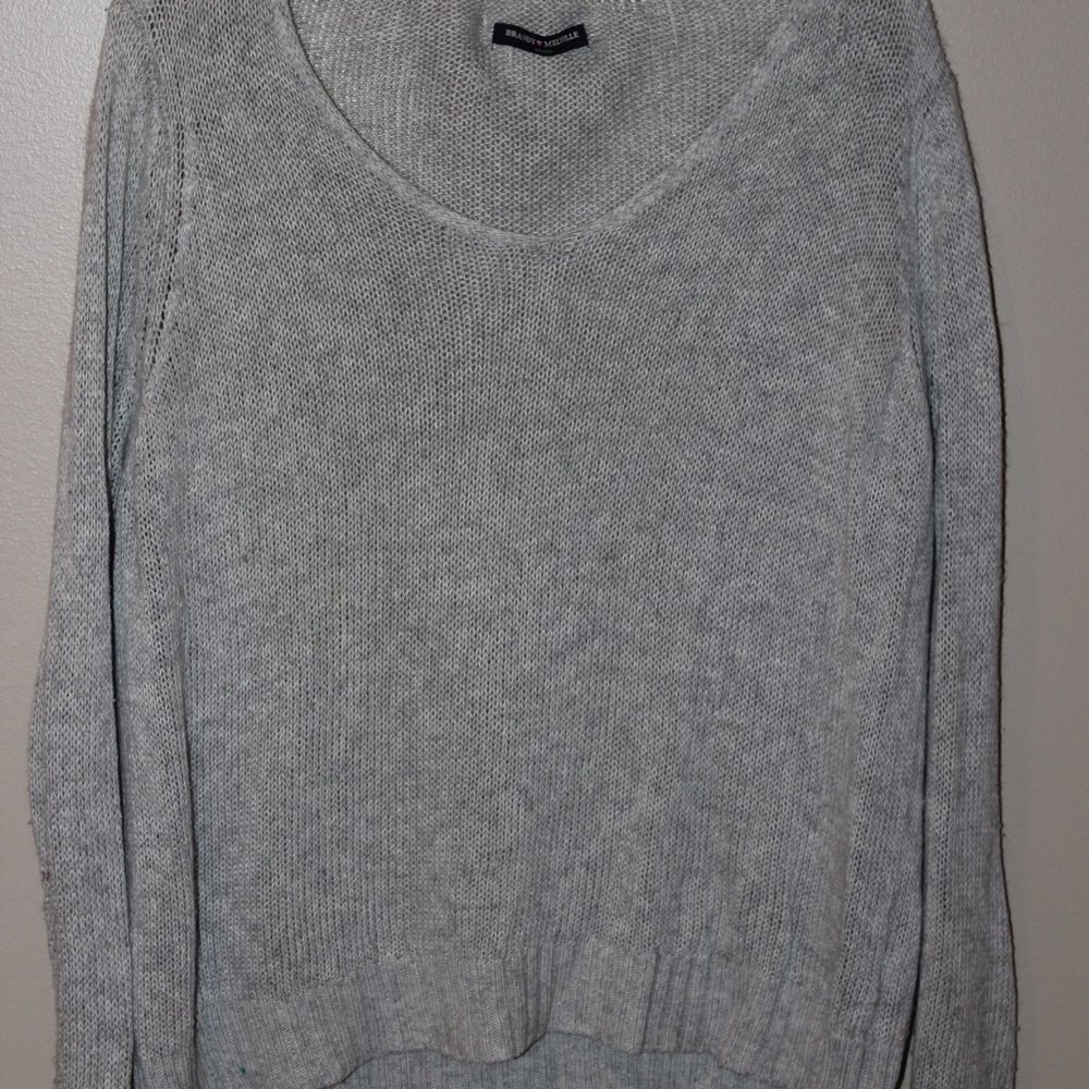 Brandy Melville Light Grey V-Neck Sweater